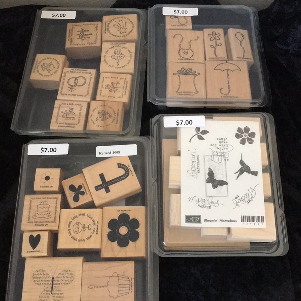 Stampin Up Lot: Wood Mounted Rubber Stamps